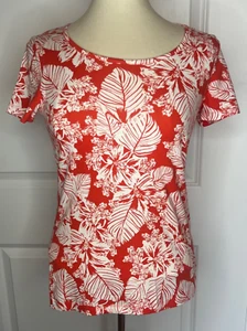 Jones New York Sport, Small, Scoop neck, Orange Floral Short Sleeve T Shirt - Picture 1 of 8