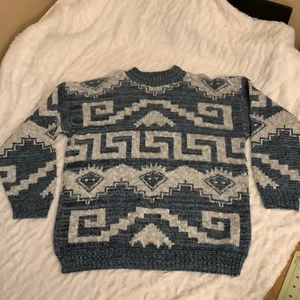 Vintage Metrix Sweater Womens 18W Patterned Oversized Grandpa Blue Cosby - Picture 1 of 4