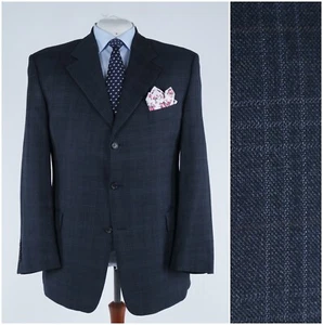 Mens Windowpane Sport Coat 48R US Size WINDSOR Super 120s Wool Blazer Jacket - Picture 1 of 14