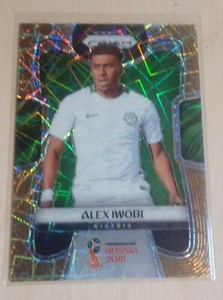 2018 PANINI PRIZM WORLD CUP SOCCER RC #139 Alex Iwobi Nig Gold Lazer Prizm 01/15