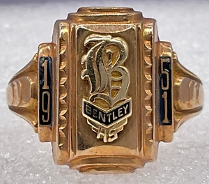 Terryberry 10K Gold 1951 "Bentley" HS School Class Ring Size 9.75 - 7g - Picture 1 of 22