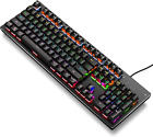 Mechanical Keyboard, 104 Keys Gaming Keyboard With Blue Switch Rainbow Led Backl