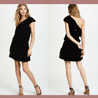 NWT $328 Joie Kolda B Ruffled One-Shoulder Velvet Mini Dress [ SZ Small ] #E751