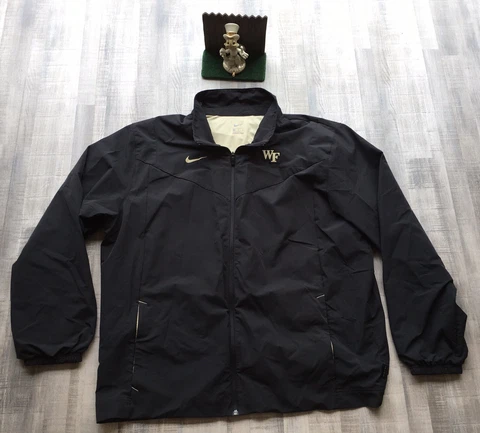 Nike Dri Fit L Wake Forest Full Zip Black & Gold Soft Jacket Windbreaker XL Cover