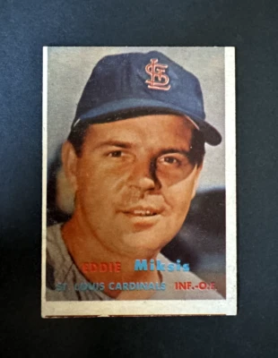 1957 Topps - Scarce Mid Series Eddit Miksis, #350, Ex + Condition - Image 1 of 2