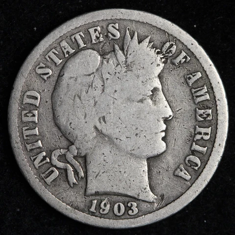 1903-S Barber Silver Dime CHOICE VG+ E224 TLM Cover