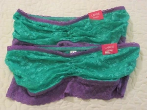 848B1-L05 Hanes 122072 Girls Lace Bandeau 2 Pk LG Purple/Green - Picture 1 of 2