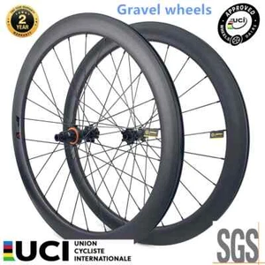 700c Carbon Road Gravel Bike Wheels 30*28mm Tubeless Disc Brake Central Lock - Picture 1 of 22