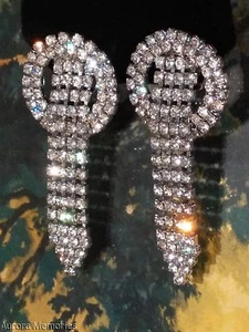 Orecchini Strass Vintage DICHIARAZIONE Lunghi Gocciolanti Qualità Decò Retro Designer - Foto 1 di 1
