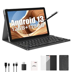 10.1 In Android 13 Tablet 12GB+128GB Quad-core 5GWiFi 5+13MP 7000mAh GMS LCD IPS - Picture 1 of 31