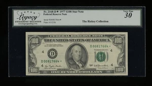 DBR 1977 $100 FRN Cleveland STAR Fr. 2168-D* Legacy 30 Serial D00817664* - Picture 1 of 2