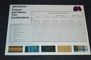 1977 FORD MAVERICK COLOR CODE TRIM COMBINATIONS DEALER ONLY SALES SHEET 77 - Picture 1 of 2