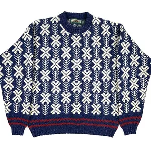 Vintage AE Wool Sweater Mens L Nordic Knit Pullover American Eagle - Picture 1 of 11