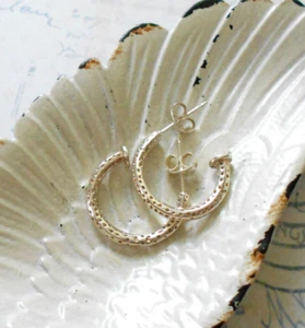 Silpada Oxidized Sterling Silver Textured Hoop Earrings  E24-10 - Picture 1 of 6