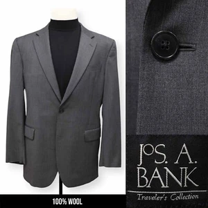 JOS A BANK mens solid gray 100% WOOL sport coat suit jacket blazer 42 L - Picture 1 of 15