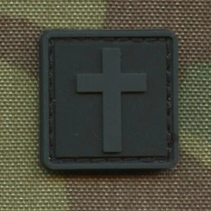 small mini 1x1 crucifix jesus christ PVC morale tactical touch fastener patch - Picture 1 of 1