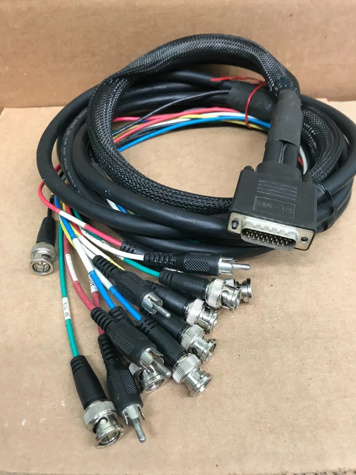 DB2626 pin  Male to Dual 4 BNC 2 RCA breakout cable, 10 ft - Image 1 of 4