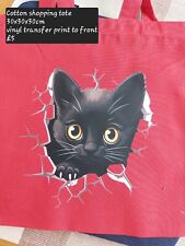 Reusable Shopping Tote With Cat Transfer Print