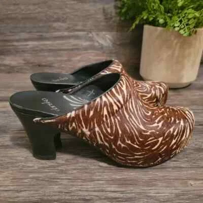 Dansko Rae Women's Pony Hair Black Brown Leopard Clog Mules Sandals Size 9.5 - Image 1 of 4