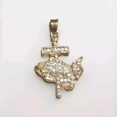 Colgante manos rezando tono oro helado  Foto 1 de 4