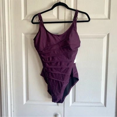 DKNY 连体紫色泳衣大号 — 第 1/4 张图片