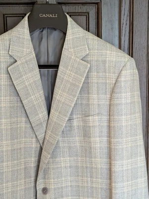 Abrigo deportivo de lana y seda CANALI, gris claro/beige a cuadros, talla 44 L (54 EU) Foto 1 de 4