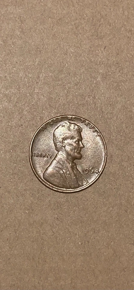 1964 Lincoln Copper Penny VERY RARE Error! (Misprint/DDO on "4"- smudged) - Image 1 of 4