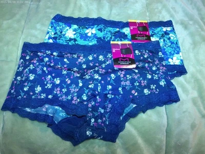 2 pares de bragas cortas para niño Maidenform 40760 azul marino floral y azul/verde *NUEVAS* M 6 Foto 1 de 2