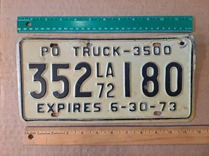 License Plate, Louisiana, 1972, PO Truck, Private Truck, 352 180 - Picture 1 of 3