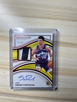 2022-23 panini Immaculate Simone Fontecchio Red Rookie Patch Auto Autograph /49 - Image 1 of 2