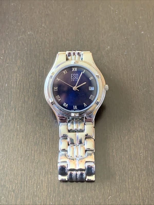 ESQ '05 Swiss E5178 Damas SS Reloj Plateado Esfera Azul COMO NUEVO FUNCIONA Batería Nueva 7.5” Foto 1 de 4