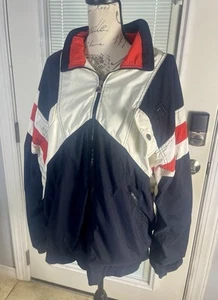 44 XL Vintage 90er FILA Track Warmup Nylon Jacke USA Colorblock Baumwolle gefüttert - Bild 1 von 9