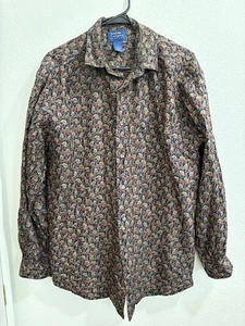 Vintage Cambridge Classics 100% Silk Shirt M Colorful Mervyns Button Up Long - Picture 1 of 5