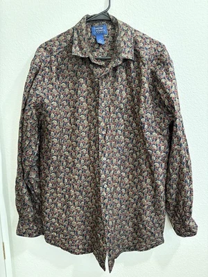 Camisa De Colección Clásica Cambridge 100% Seda M Colorida Mervyns Abotonada Larga Foto 1 de 4