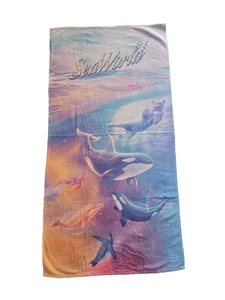 Sea World Collectible Beach Towel, Shamu, Turtle, Polar Bear Dolphins, San Diego - Picture 1 of 4