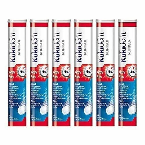 Kukident Tabs Aktiv Plus Reinigungstabletten Gebissreinigungstabs 6 x 33 Tabs