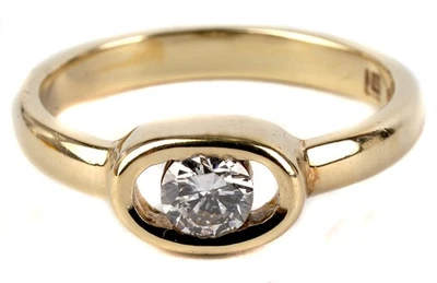 wertvoller Design Ring mit 0,30ct Brillant aus 585 Gold Unikat - ovales Mittelfe - Bild 1 von 4