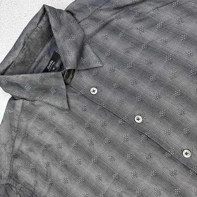 Camisa Zanella Para Hombre Extra Grande Gris Punto Moderno L/S Hecha en Italia Jacquard Foto 1 de 4