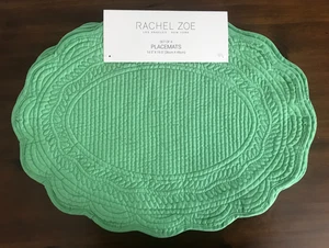 NEW Rachel Zoe ~ Set Of 4 Green Oval Shape ~ Placemats ~ HOLIDAY ~ - Picture 1 of 2