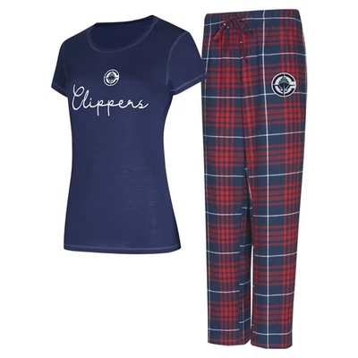 Women's Concepts Sport  Navy/Red LA Clippers Vector Top & Flannel Pants Sleep - Image 1 of 3