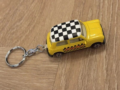 Vintage Mini Cooper Yellow Diecast Metal Classic Car Retro Keyring - Image 1 of 4