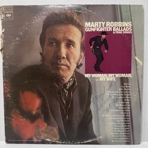 MARTY ROBBINS GUNFIGHTER BALLADS/MY WOMAN MY WIFE 1976 2-LP SET SIGNED - Picture 1 of 10