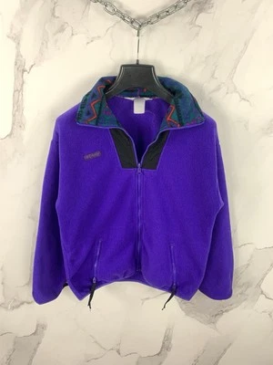 Vintage Columbia Full Zip Fleece Jacket Nylon High Neck Collar Purple - Image 1 of 4