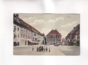 F5398) Postcard, St. Veit an der Glan, Carinthia, main square and children, 1909 - Picture 1 of 2