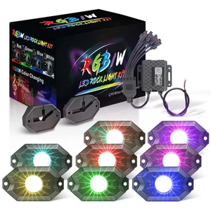 Multi Color 8Pods RGB LED Rock Lights Underglow Kit Offroad Bluetooth Remote APP - Picture 1 of 12