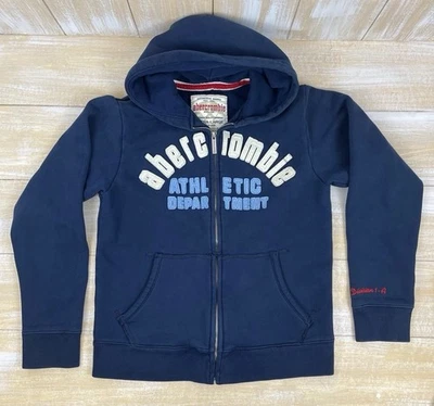 Abercrombie Athletic Hoodie Heavy Garment Full-Zip Youth XL Navy Long Sleeve - Image 1 of 4