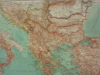 1907 DATED MAP ~ BALKAN PENNINSULA ~ GREECE MACEDONIA BULGARIA - Image 1 of 4