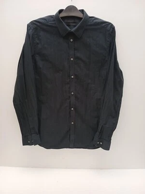 Kenneth Cole New York Mens 16.5 Slim Fit Shirt Black with Silver Threads P2P 22" - Image 1 of 4