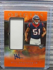2023 Origins Will Anderson Jr. Orange Rookie Jersey Auto Autograph RC #13/75