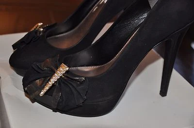 Женские туфли на шпильке Rachel Roy размер 6 Camie черное золото платформа бант со стразами - Изображение 1 из 4